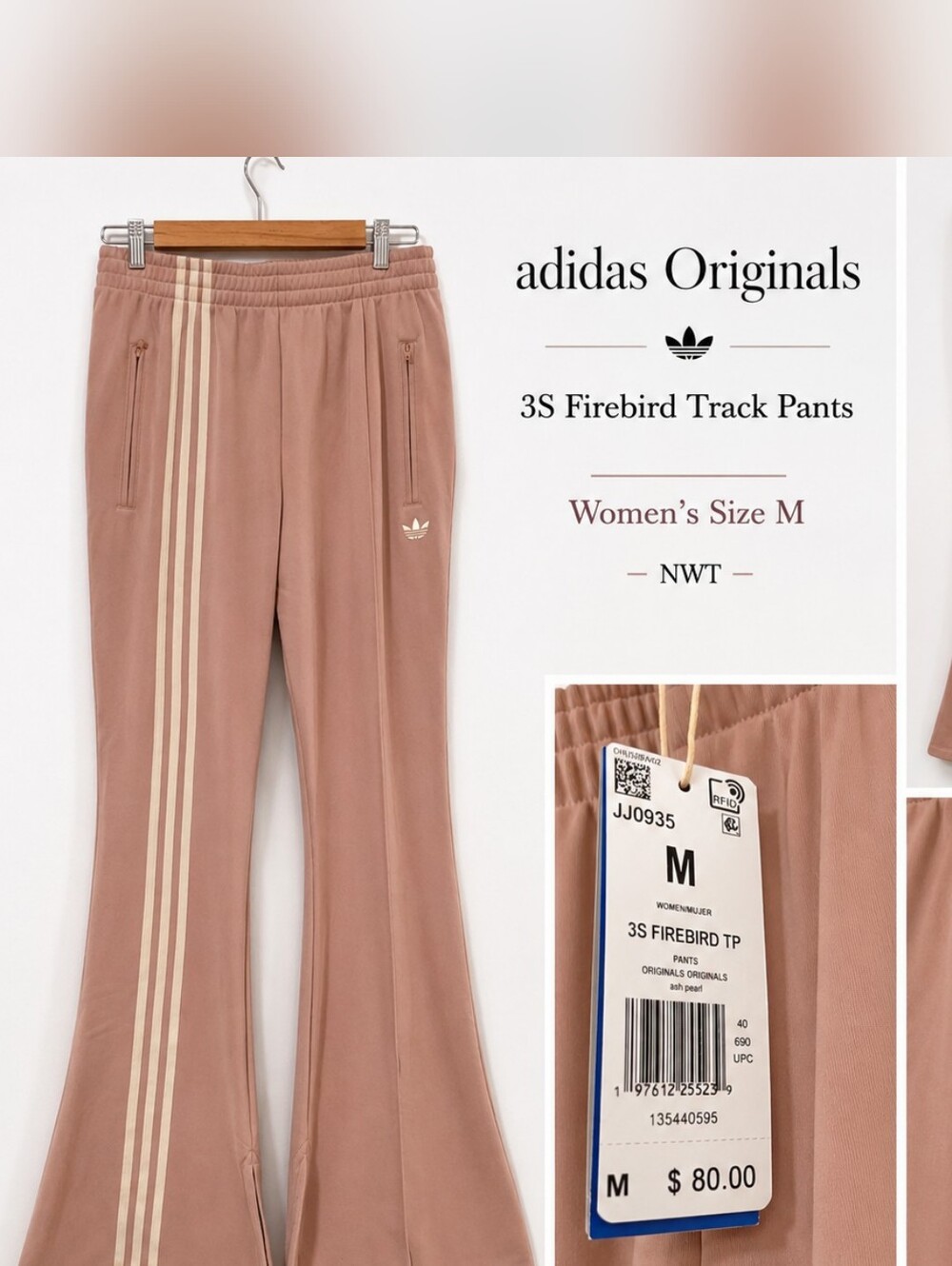 adidas Originals Mauve Pink 3S Firebird Track Pants